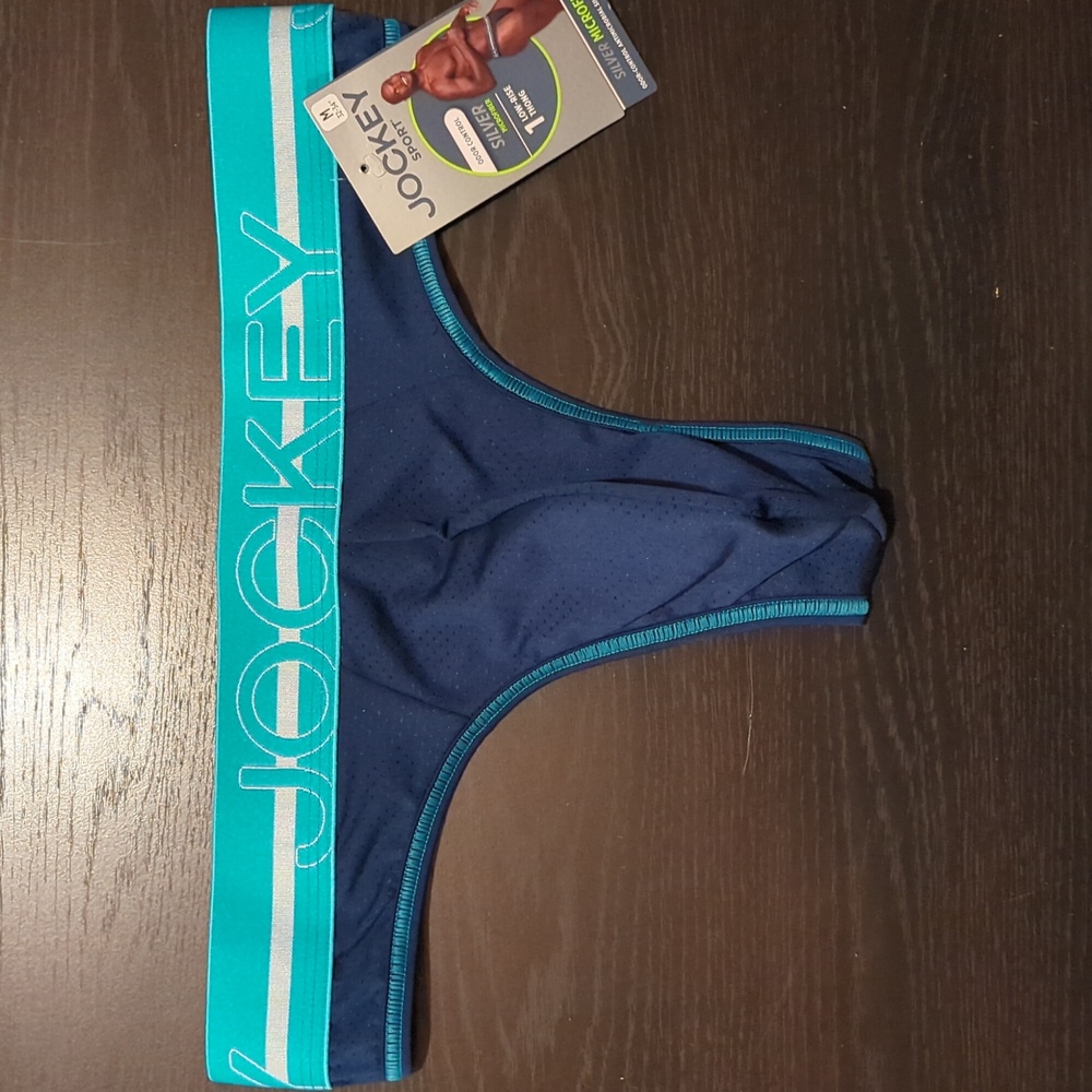 Jockey Blue-Light Blue Trim Thong - Picture 1 of 3